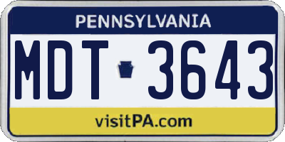 PA license plate MDT3643