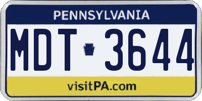 PA license plate MDT3644