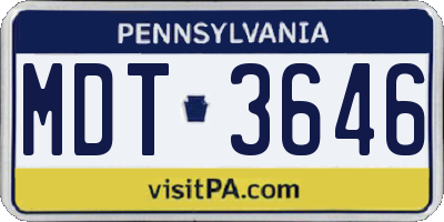 PA license plate MDT3646