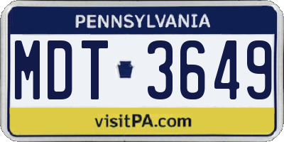 PA license plate MDT3649