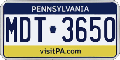 PA license plate MDT3650