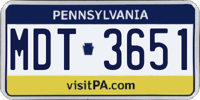PA license plate MDT3651