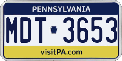 PA license plate MDT3653