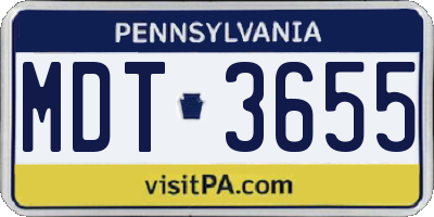 PA license plate MDT3655