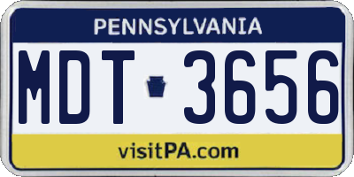 PA license plate MDT3656