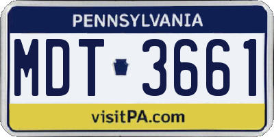 PA license plate MDT3661