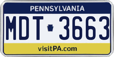 PA license plate MDT3663