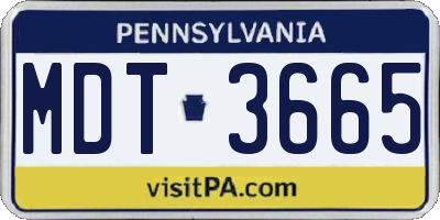 PA license plate MDT3665