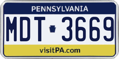 PA license plate MDT3669