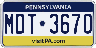PA license plate MDT3670
