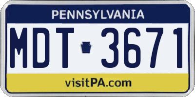 PA license plate MDT3671