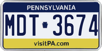 PA license plate MDT3674