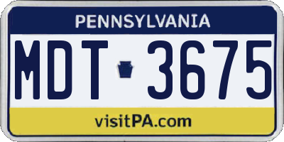 PA license plate MDT3675