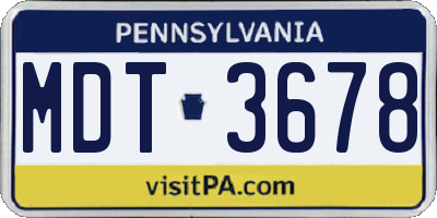 PA license plate MDT3678