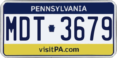 PA license plate MDT3679