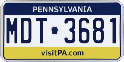 PA license plate MDT3681
