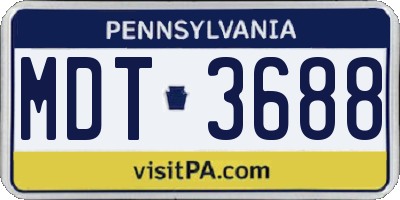 PA license plate MDT3688
