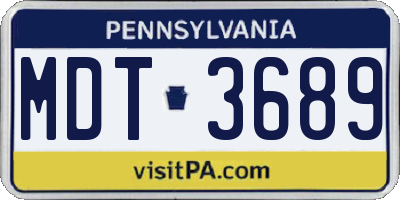 PA license plate MDT3689