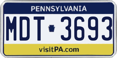 PA license plate MDT3693