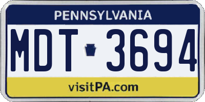 PA license plate MDT3694
