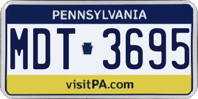 PA license plate MDT3695