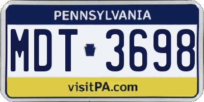 PA license plate MDT3698
