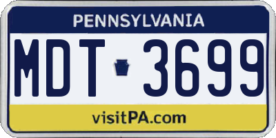 PA license plate MDT3699
