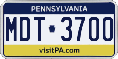 PA license plate MDT3700