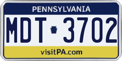 PA license plate MDT3702