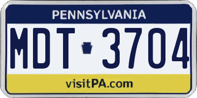 PA license plate MDT3704