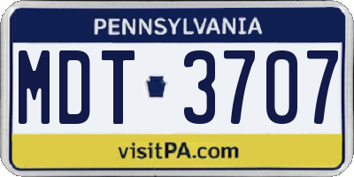 PA license plate MDT3707