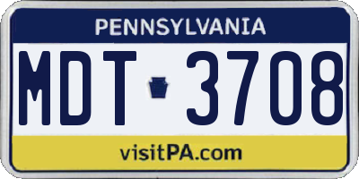 PA license plate MDT3708