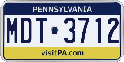 PA license plate MDT3712