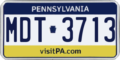 PA license plate MDT3713