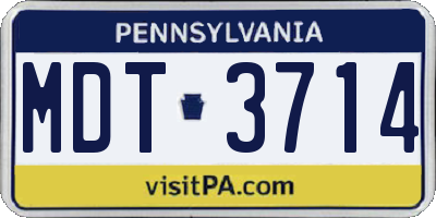 PA license plate MDT3714