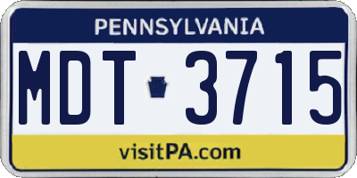 PA license plate MDT3715