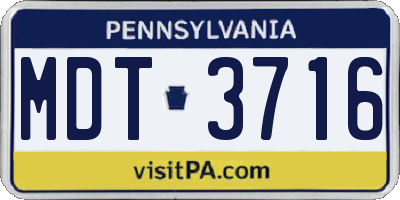PA license plate MDT3716