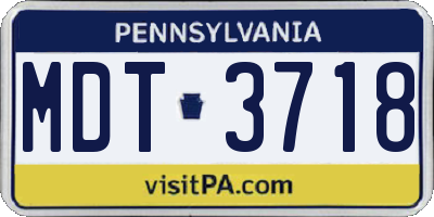PA license plate MDT3718