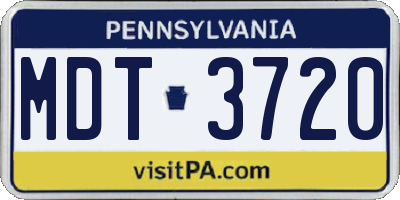 PA license plate MDT3720