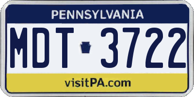PA license plate MDT3722