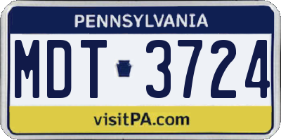 PA license plate MDT3724