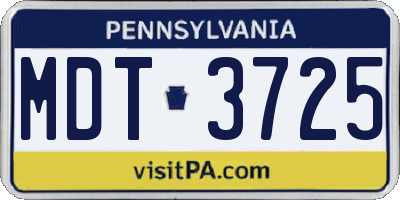 PA license plate MDT3725