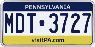 PA license plate MDT3727