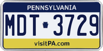 PA license plate MDT3729