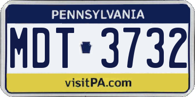 PA license plate MDT3732