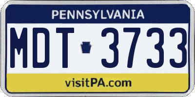 PA license plate MDT3733