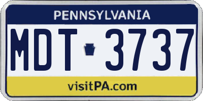 PA license plate MDT3737