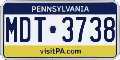 PA license plate MDT3738