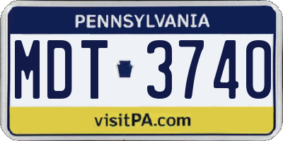 PA license plate MDT3740