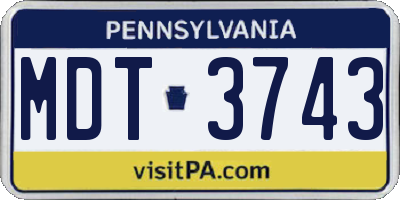 PA license plate MDT3743